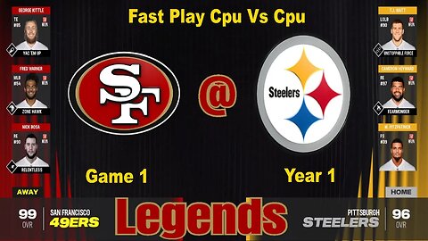 Fast Play CPU Vs CPU 49ers Vs Steelers Legends