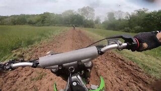 Little bro starts my old KX250 and RIPS IT (bikes been sitting for 2 years, he hasn't rode for 3)