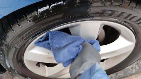 Washing your car wheels anywhere.