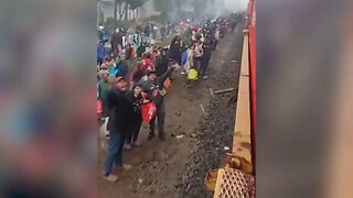 Migrants 3 Hours South Of Eagle Pass, Texas, Waiting To Catch A Passing Freight Train