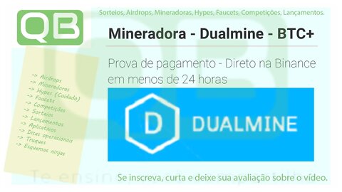 #Mineradora - #DualMine - #Prova de #pagamento em BTC+ e CRT