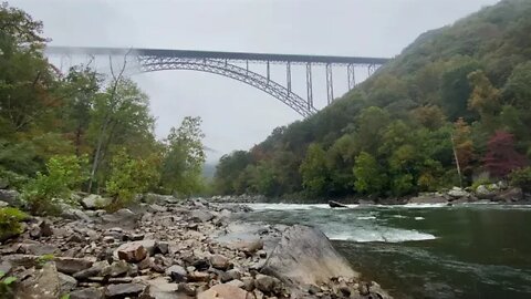 Rainfall by the New River Gorge Bridge in West Virginia