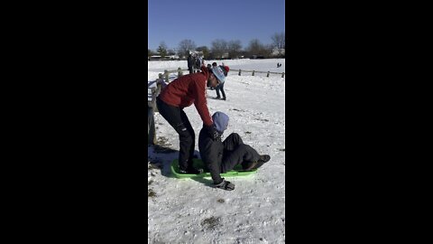 Yearly cooperative sledding with Joe