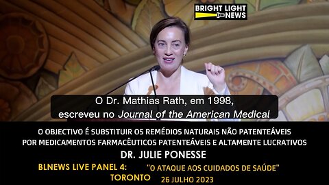 🔥⛔DRA. JULIE PONESSE: O OBJECTIVO É SUBSTITUIR OS REMÉDIOS NATURAIS NÃO PATENTEÁVEIS POR FÁRMACOS PATENTEÁVEIS E ALTAMENTE LUCRATIVOS🔥⛔