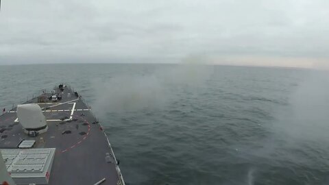USS Ross (DDG 71) 5-inch Gun Exercise During Exercise African Lion 2021