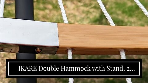 IKARE Double Hammock with Stand, 2 Person Hammock with Reversible Pad and Cotton Rope Hammock,...