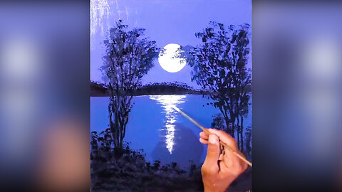 Moonlight acrylic Painitng step by step