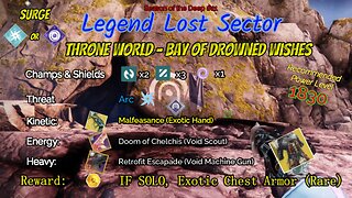 Destiny 2 Legend Lost Sector: Dreaming City - Bay of Drowned Wishes on my Arc Warlock 6-11-23