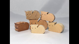 Handmade Unfinished Wood Toy Cats From My Itty Bitty Animals Collection