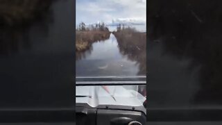 Driving through a river