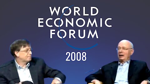 Bill Gates Klaus Schwab World Economic Forum Davos Switzerland