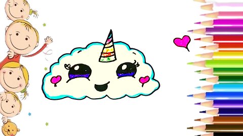 How to draw a cute unicorn cloud 🦄☁