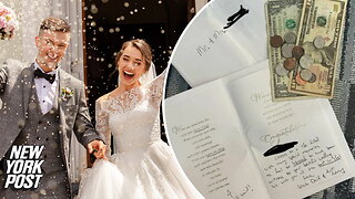 Wedding crashers leave hilariously bizarre gift for the bride and groom