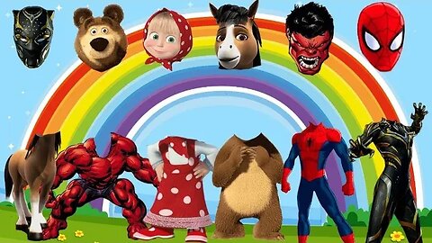 Masha And The Bear , COCOMELON , Doru , Hulk , Spiderman | Match the Head | Video for kids #027