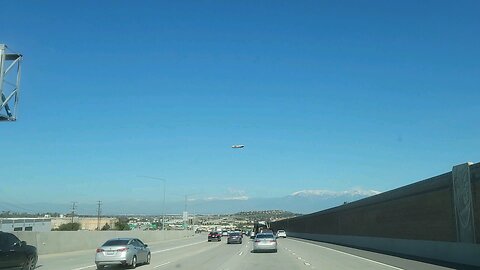 the Goodyear blimp flying across Riverside California