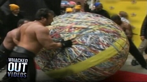 Massive Rubber Band Ball Takes Strong Men To Push - Whacked Out TV