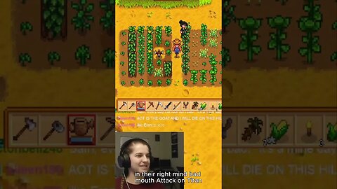 Sam had someone hating on Attack on Titan in her chat 😬 #shorts #stardewvalley