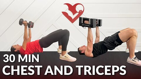 30 Min Dumbbell Chest and Triceps Workout at Home - Chest and Tris Exercises for Women & Men