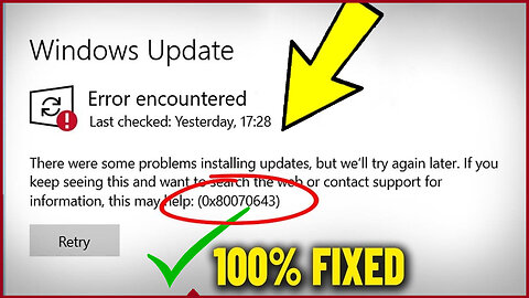 [Fixed]✔️ KB5034441 Fails Error code 0x80070643 windows update error
