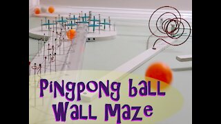 Ingenious kids wall maze for ping-pong balls!!