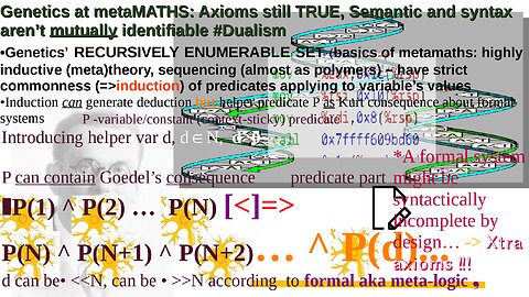 Genetics at metaMATHS: Axioms still TRUE, Semantic and syntax aren’t mutually identifiable #Dualism