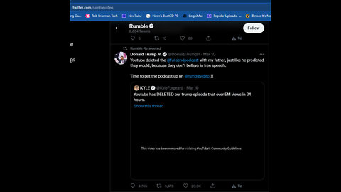 Rumbles Censorship IS Growing Like The Others That Claim To Be Free Speach