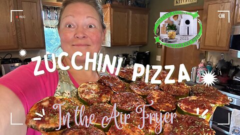 Air Fryer Zucchini Pizza that tastes AMAZING! #AirFryerAugust #FunFoodFryDays