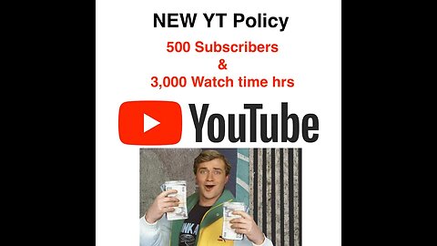 Great Youtube News for Monetisation: 500 subs & 3,000 hrs Only