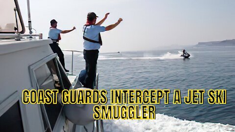 Moroccan coast guards intercept a jet ski smuggler