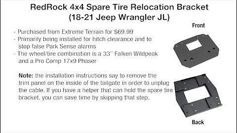 Jeep JLU ParkSense False Alarms; Will the Red Rock Spare Tire Relocation Bracket Resolve the Issue?