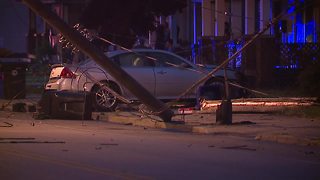 Car and box truck take down multiple poles on Denison Avenue, causing road closures