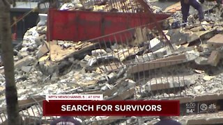 Smoldering fire hinders search and rescue efforts at Surfside building collapse site