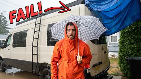 Building a Van In A Thunderstorm - Do NOT Try The "Tarp" Technique