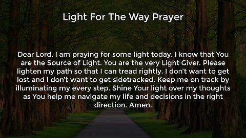 Light For The Way Prayer (Prayer for Wisdom and Direction)