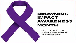 Purple ribbons promoting water safety for drowning impact awareness month