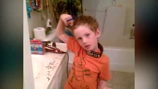 A Young Boy Gets Caught Cutting His Own Hair