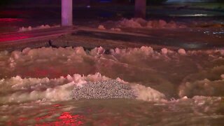 A large water main break has closed Pearl Road from York to Ackley Road.