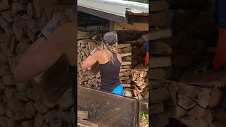 Unloading and Stacking Firewood #firewood #wood #stack