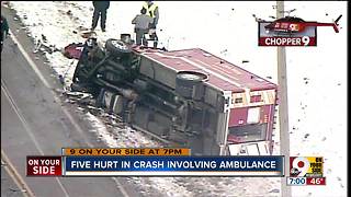 5 hurt in crash involving ambulance