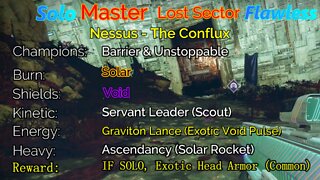 Destiny 2 Master Lost Sector: Nessus - The Conflux Solo-Flawless 6-30-22