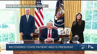 Recovered COVID-19 patient meets President Trump