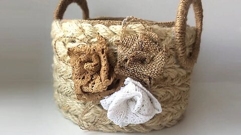 DIY wicker basket with jute rope | Jute rope basket