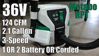 Corded or Battery Wet/Dry Vac | Metabo HPT 36V MultiVolt Brushless Pod Style Vacuum RP3608DAQ4