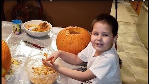 Halloween Pumpkin Carving with Noah