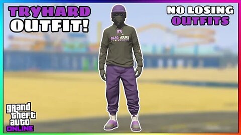 Easy Purple Joggers Ripped Shirt Glitch Tryhard Modded Outfit (No Transfer) (GTA Online)