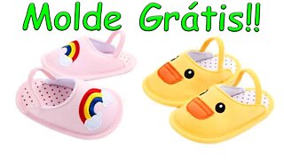 Como Fazer Sapatinho de Bebê Modelo Crocks Pop MOLDE GRÁTIS!