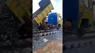 Truck runs on railway track#shorts