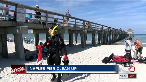 Divers volunteer to clean up debris under the Naples Pier