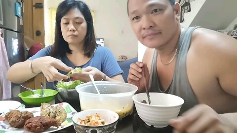 Fried chicken noddles mukbang