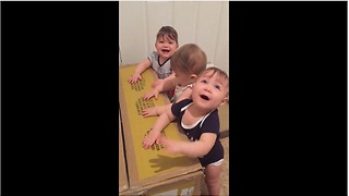 Baby Triplets Demonstrate Their Drumming Skills